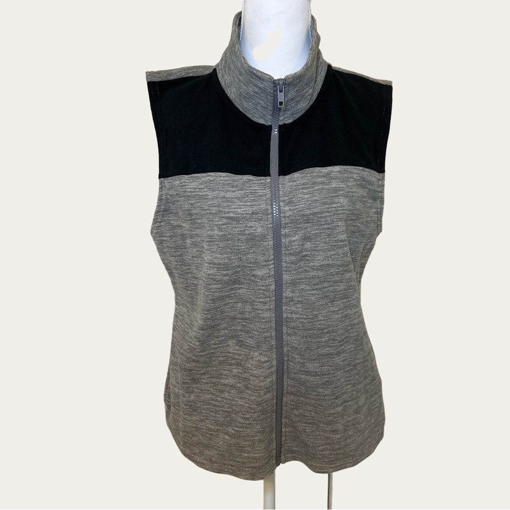 Energie Gray and Black Zip-Up Vestβ Womenβs Size Large